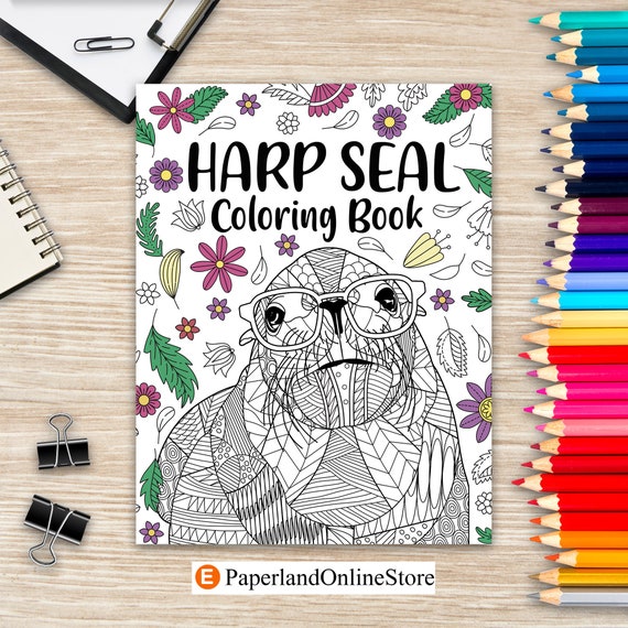 Harp seal coloring book coloring book for adults gift for painting lover harp seal zentangle coloring pages therapy coloring book