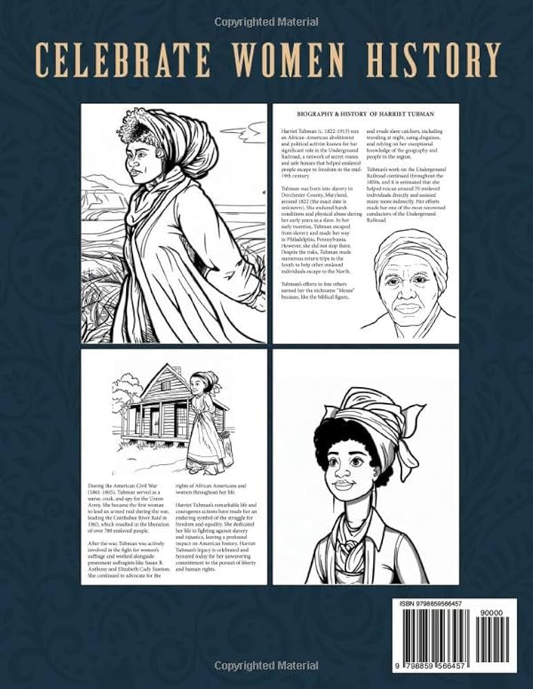 Harriet tubman interactive coloring book of harriet tubman with her biography history for kids and adults book william books