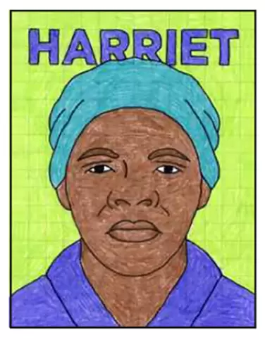 How to draw harriet tubman tutorial and tubman coloring page