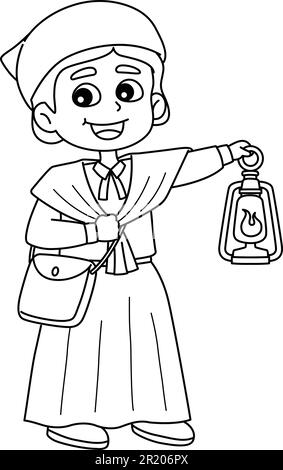 Harriet tubman isolated coloring page for kids stock vector image art