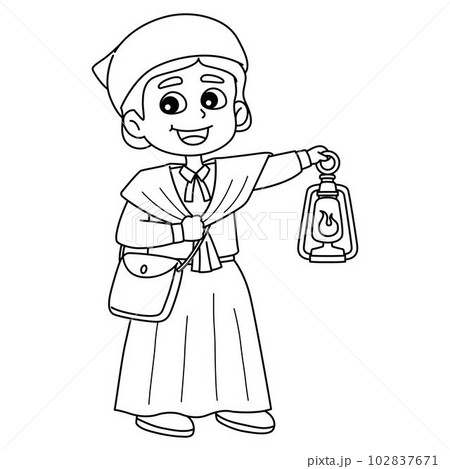 Harriet tubman isolated coloring page for kids