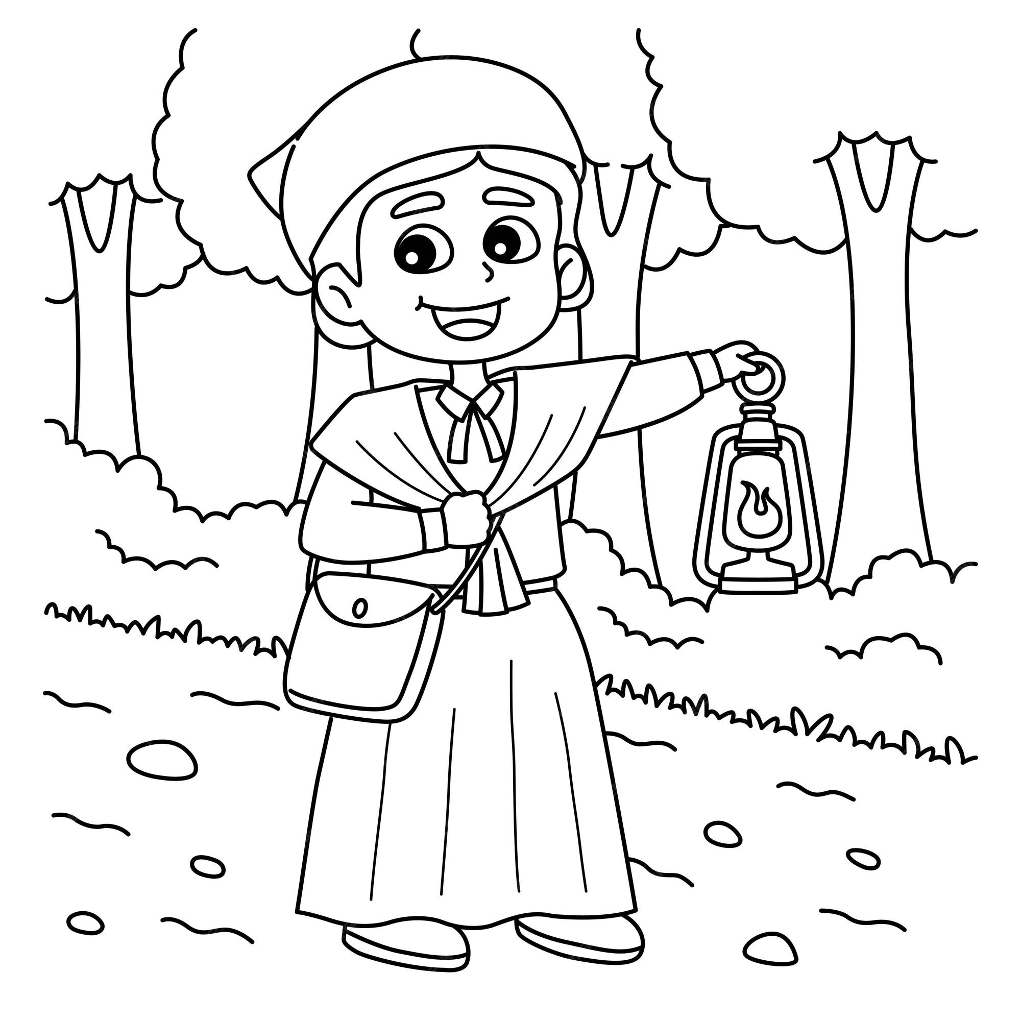 Premium vector harriet tubman of juneteenth coloring page