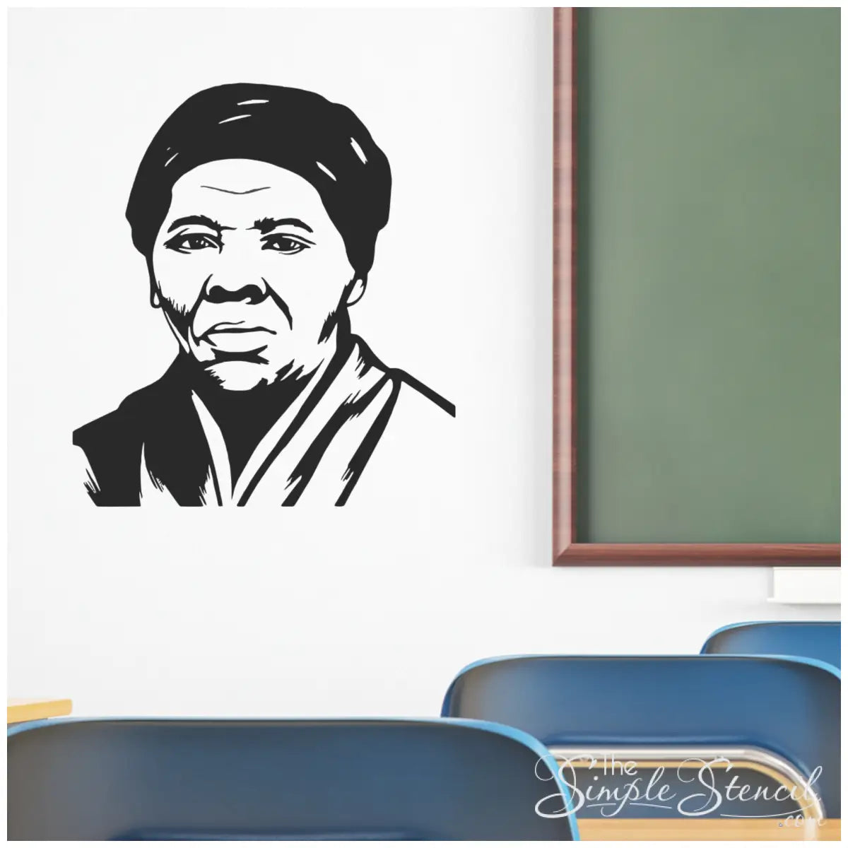 Harriet tubman face silhouette wall decal history classroom decor â the simple stencil