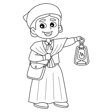 Premium vector harriet tubman isolated coloring page for kids