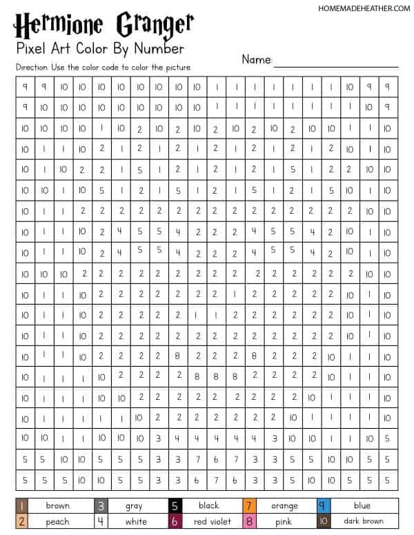 Free harry potter color by number printables harry potter colors harry potter activities harry potter