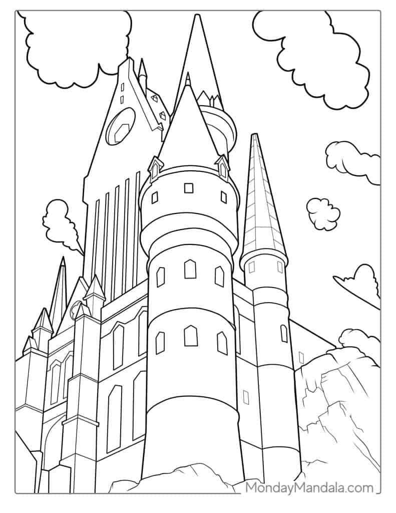 Castle coloring pages free pdf printables