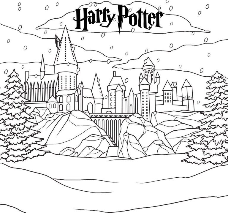 Harry potter hogwarts castle in winter coloring page harry potter castle harry potter colors harry potter hogwarts castle
