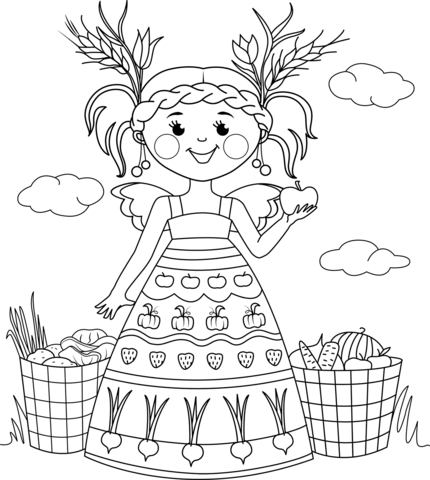 Harvest fairy coloring page free printable coloring pages