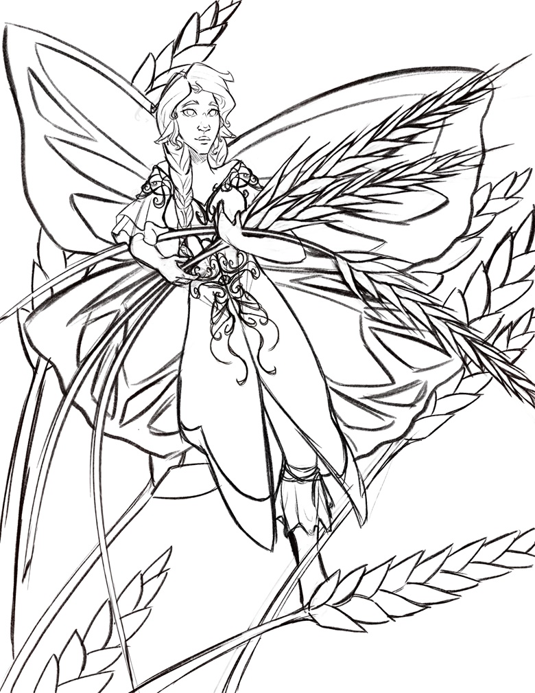 Coloring page harvest fairy