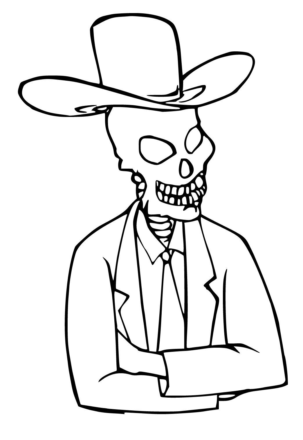 Free printable skeleton hat coloring page for adults and kids