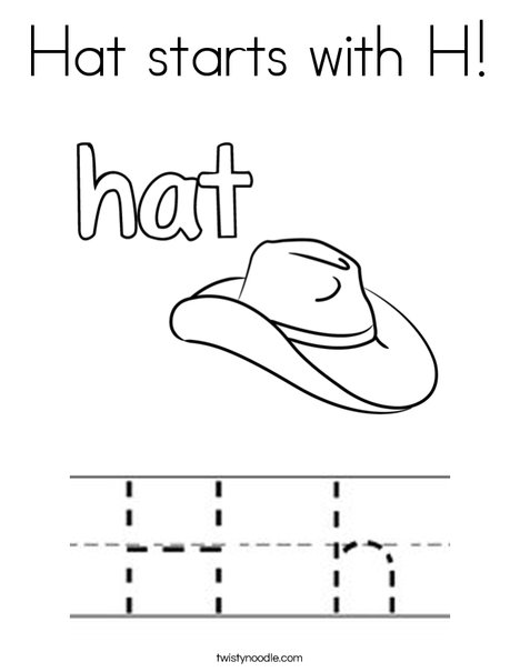Hat starts with h coloring page
