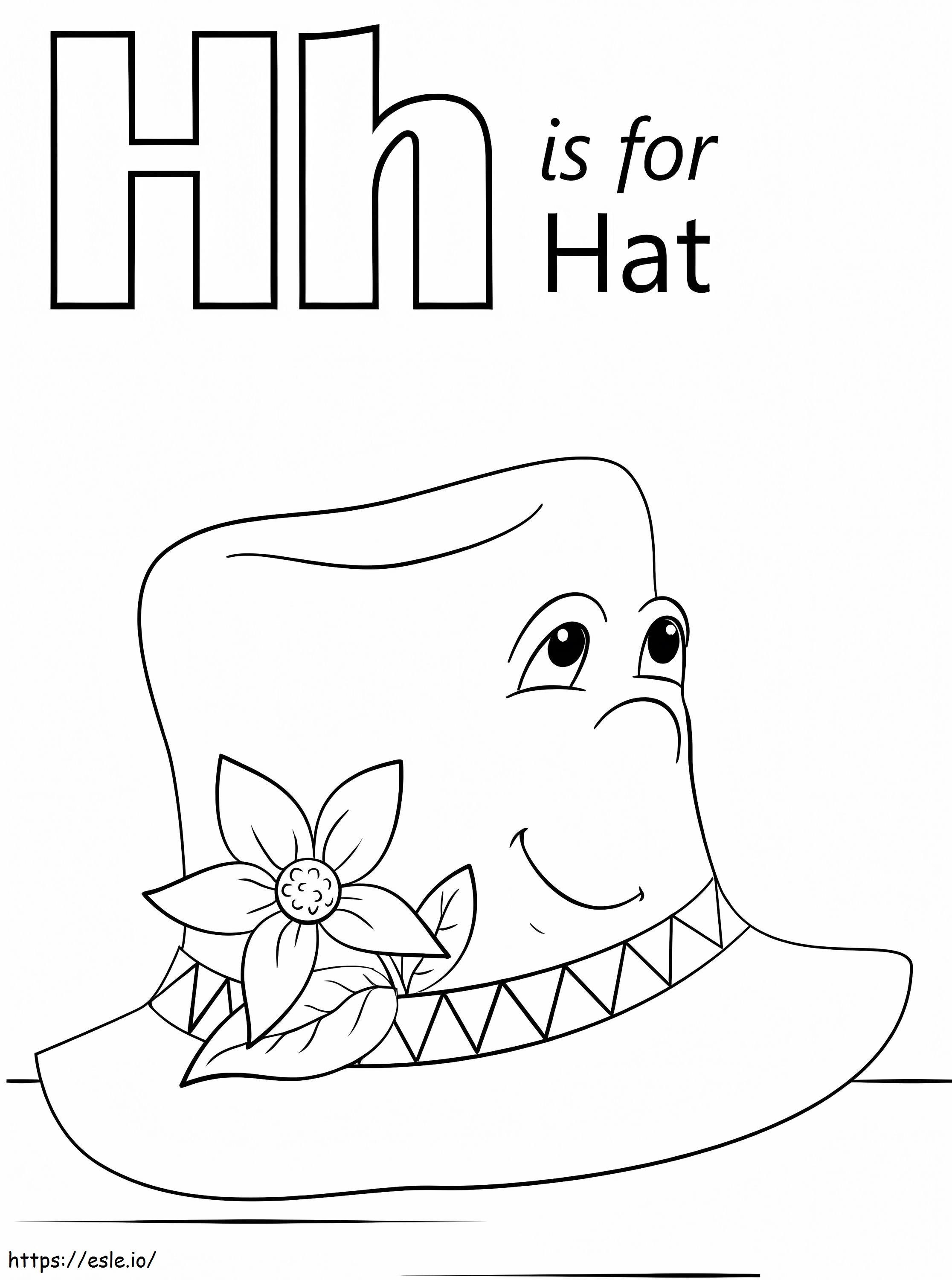 Hat letter h coloring page