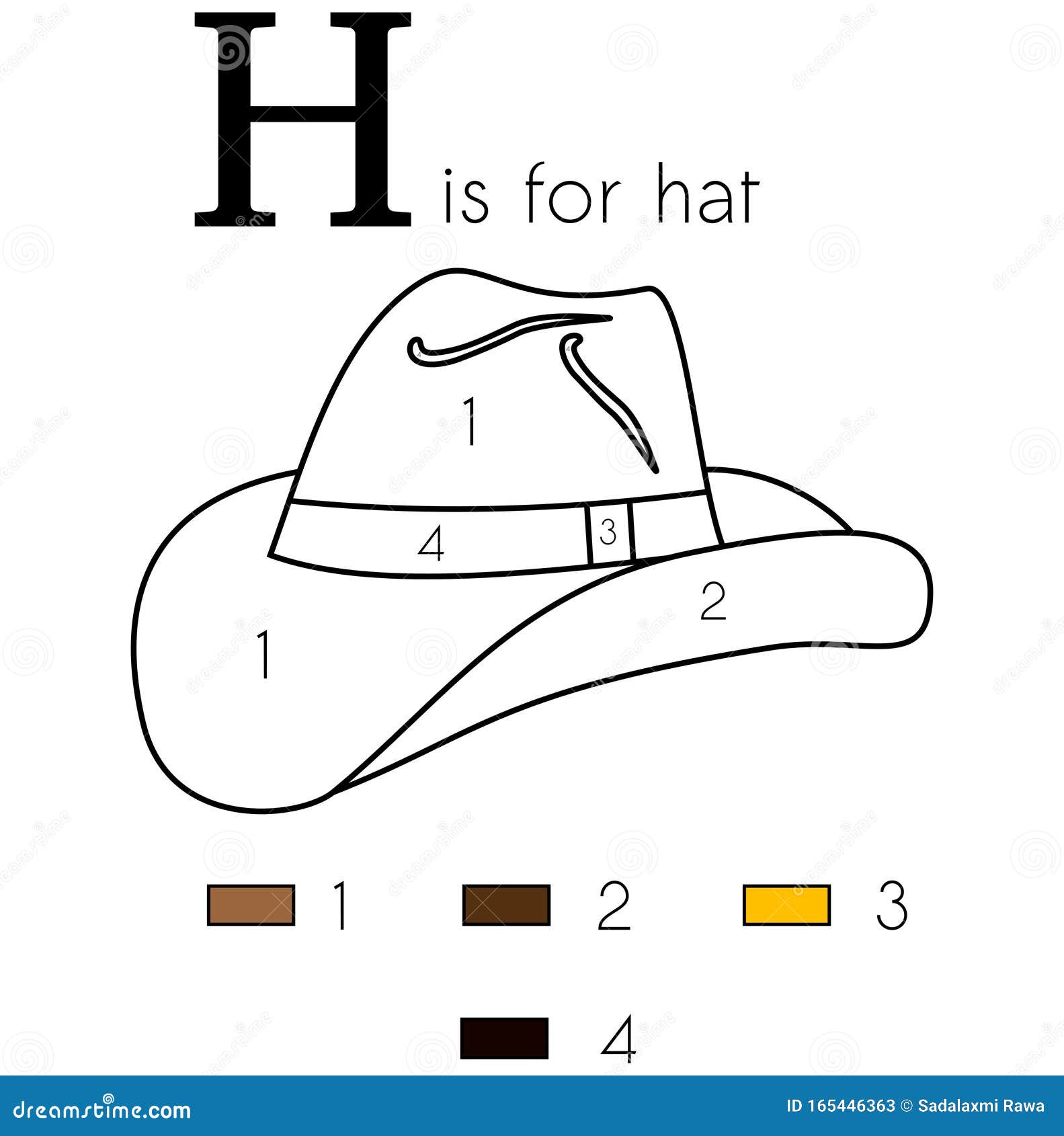 Hat vector alphabet letter h coloring page stock image