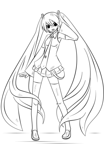 Hatsune miku coloring page free printable coloring pages