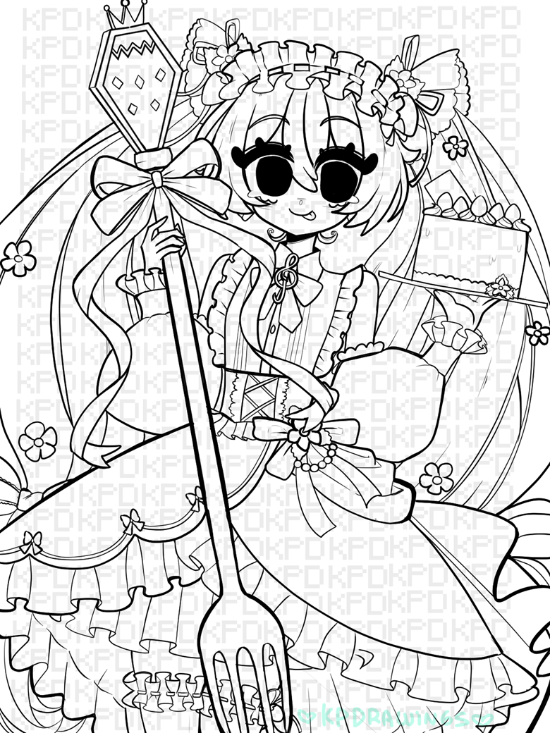 Strawberry hatsune miku th anniversary coloring page
