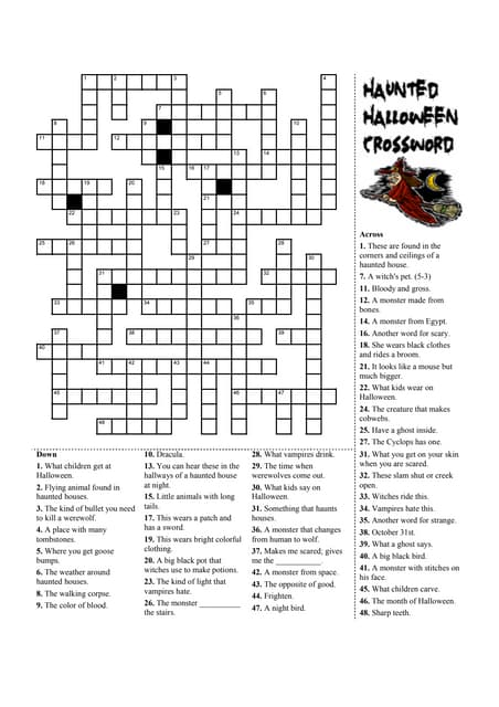 Halloween crosswords pdf