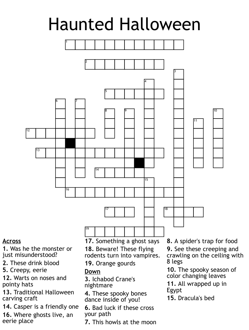 Haunted halloween crossword