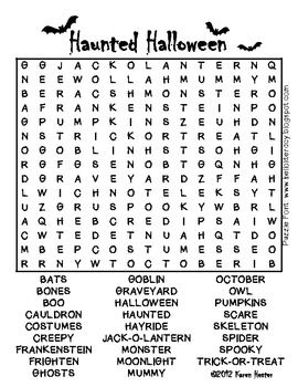 Haunted halloween wordsearch halloween worksheets halloween words fun halloween activity