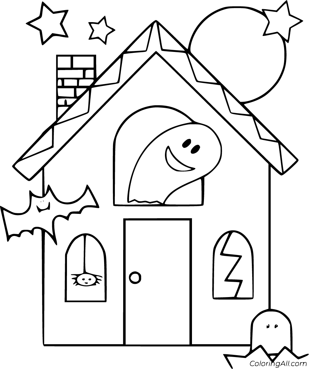 Haunted house coloring pages