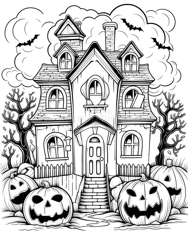 Haunted house coloring page stock illustrations â haunted house coloring page stock illustrations vectors clipart