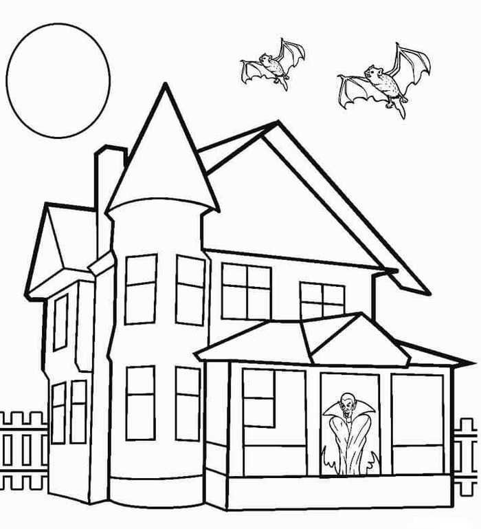 Printable haunted house coloring pages pdf