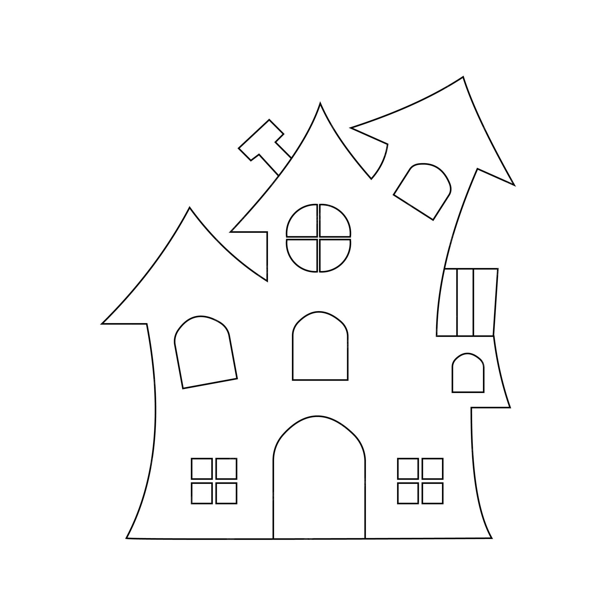 Premium vector halloween clipart outline scary house