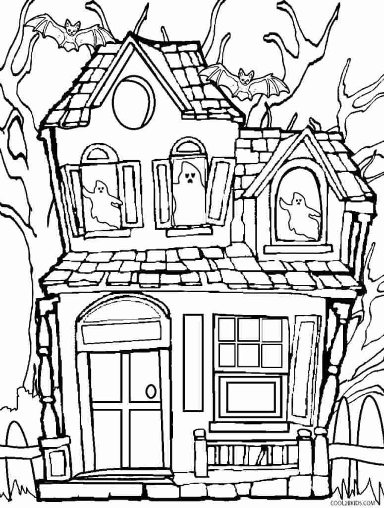 Haunted house coloring pages haunted house color page free printable halloween coloring pages