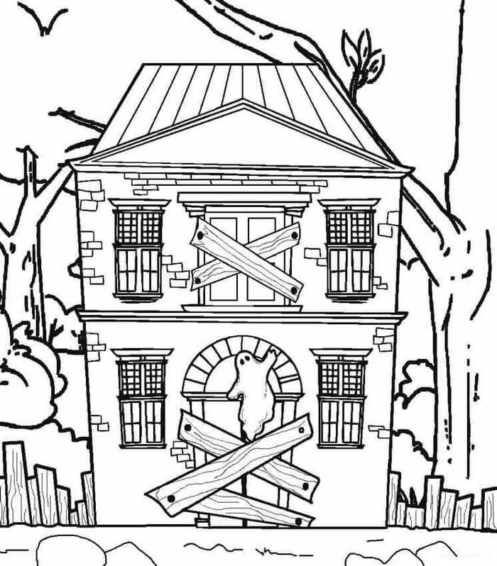 Printable haunted house coloring pages pdf