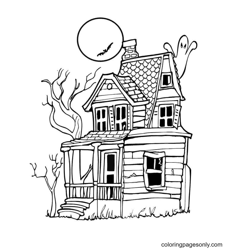 Haunted house coloring pages printable for free download