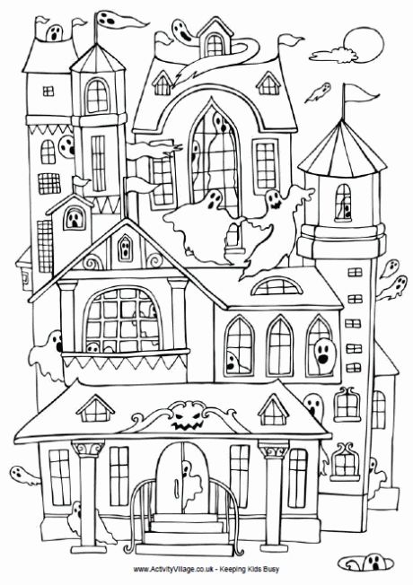 Haunted house louring page house louring pages castle loring page halloween loring