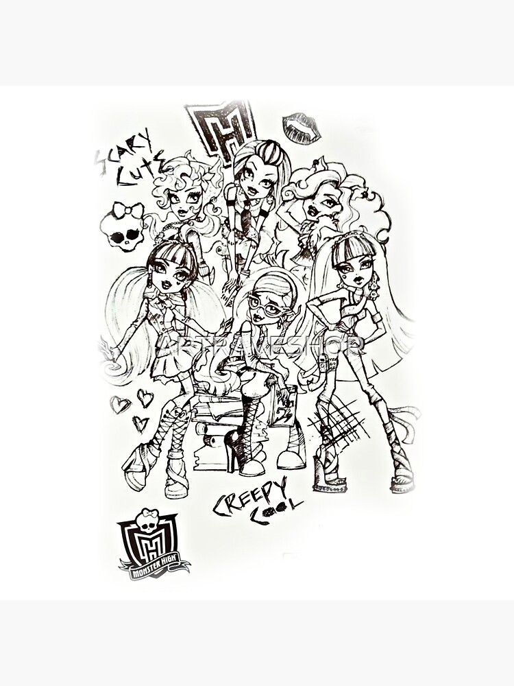 Monster high sketch art greeting card by artraveshop