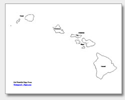 Printable hawaii maps state outline county cities