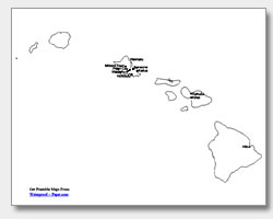 Printable hawaii maps state outline county cities