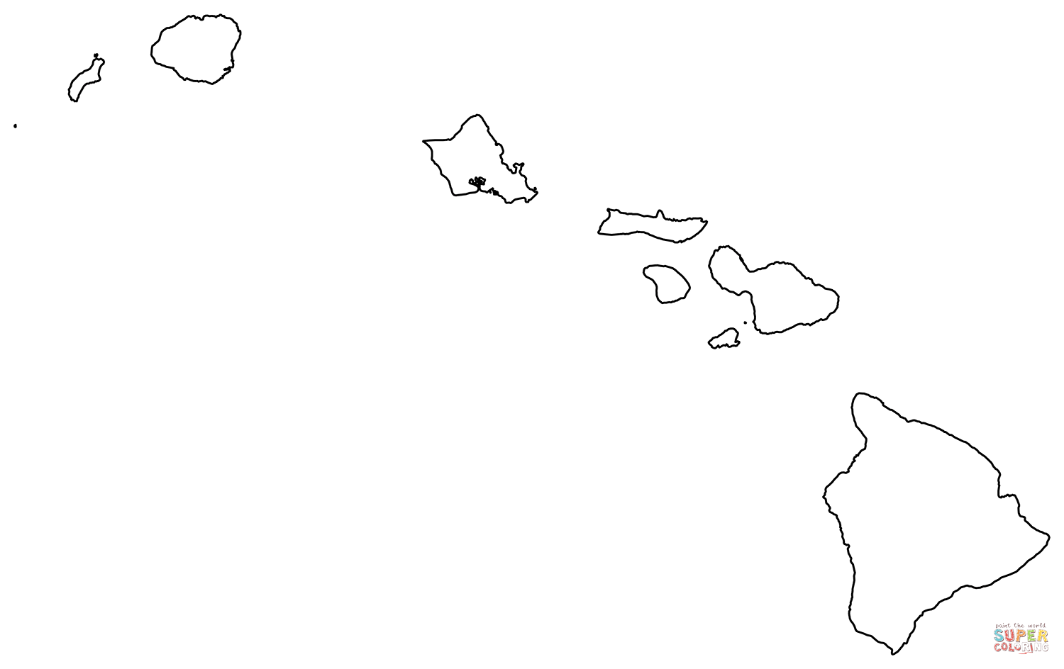 Outline map of hawaii coloring page free printable coloring pages