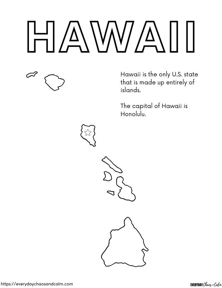 Free educational hawaii coloring pages for kids