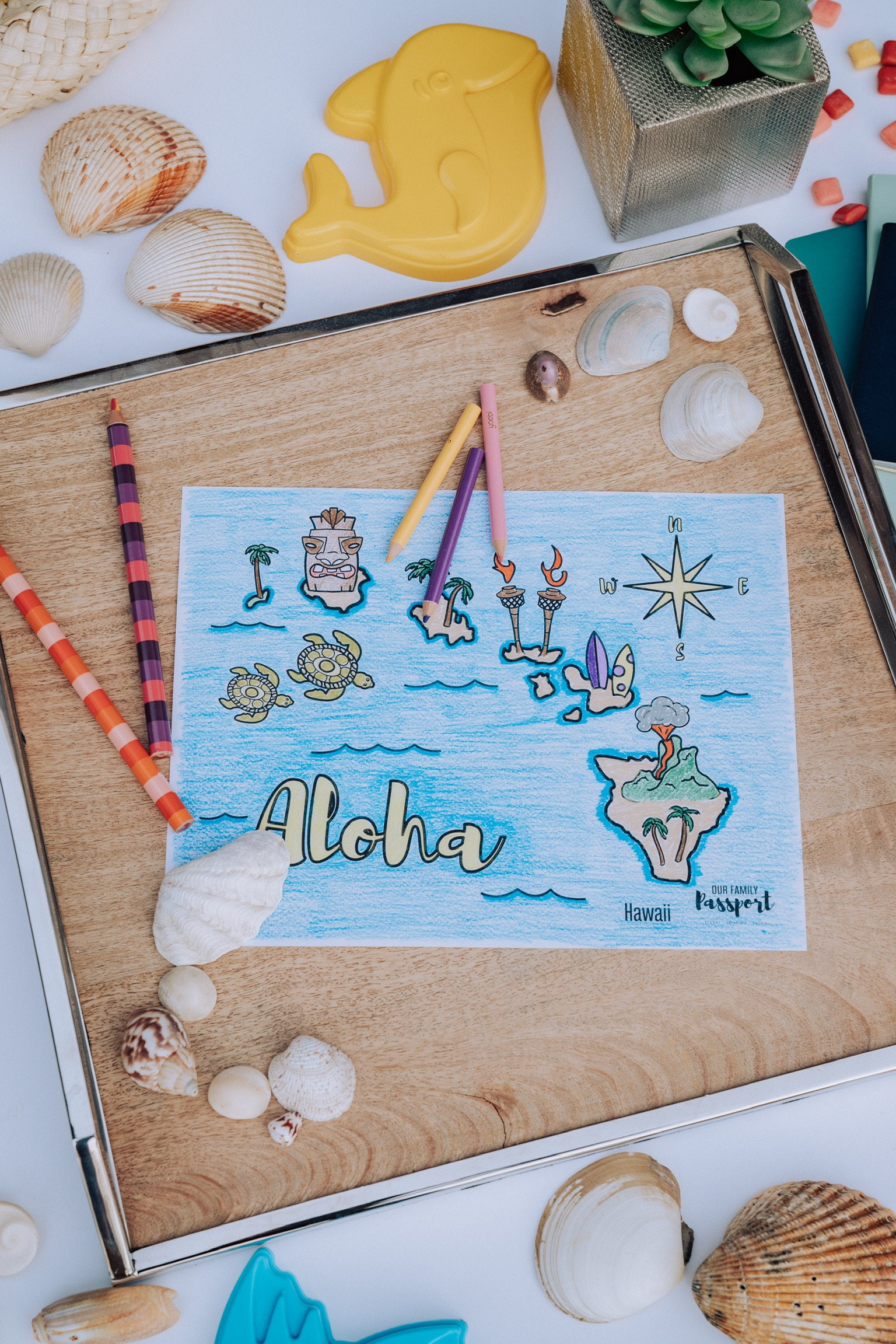 Hawaiian islands map coloring page instant download