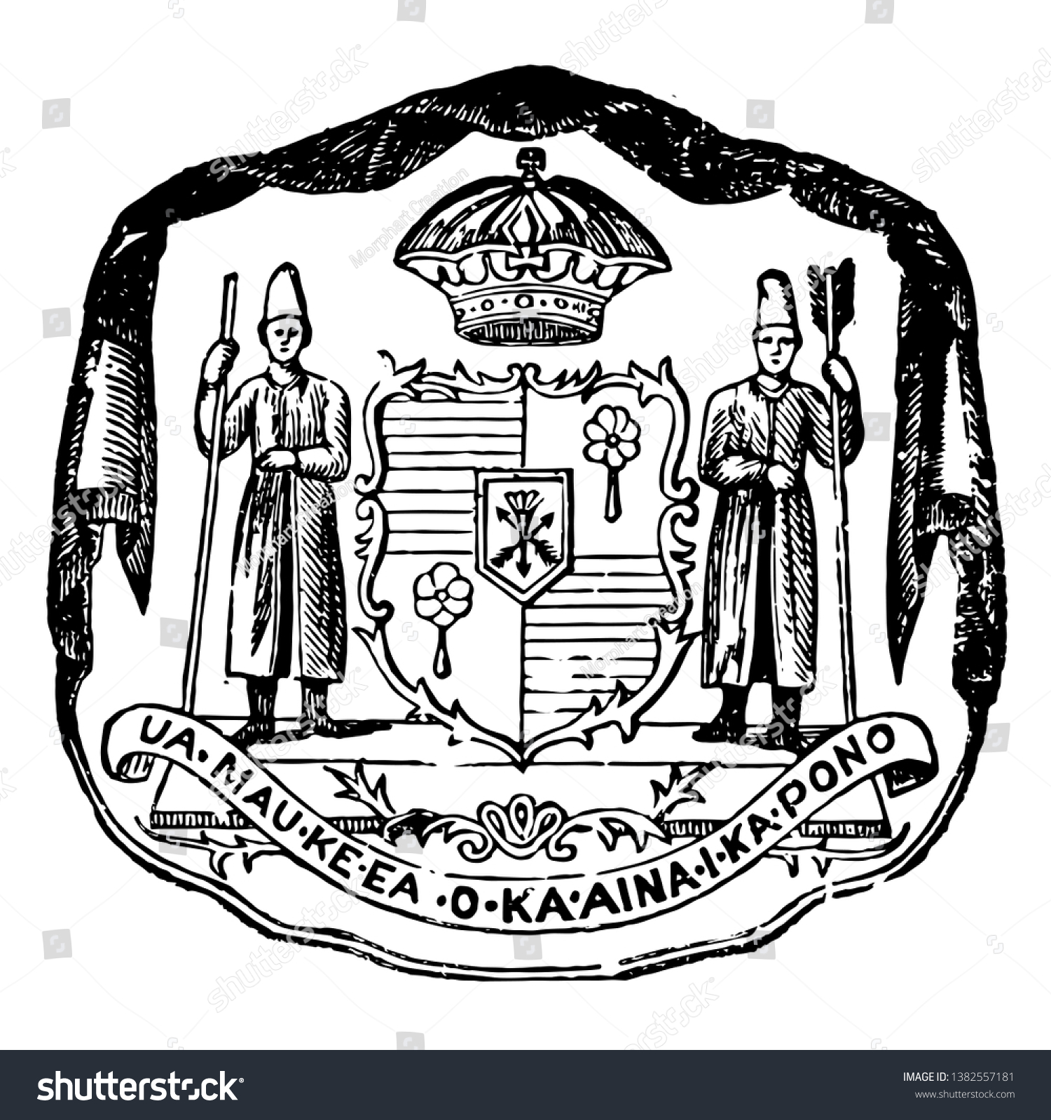 Coat arms hawaiian islands this seal stock vector royalty free