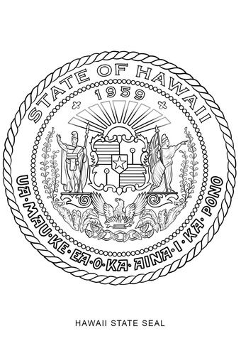 Hawaii state seal coloring page from hawaii category select from printable crafts of cartoons â flag coloring pages flower coloring pages coloring pages