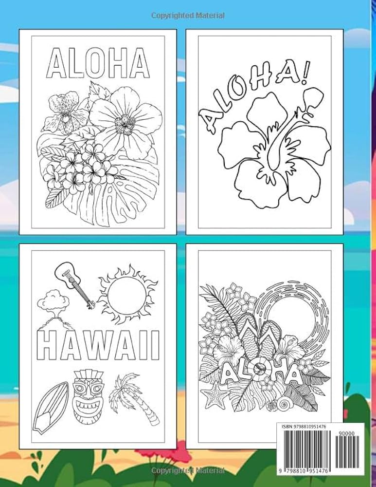 Hawáºiáan coloring book coloring pages filled with hawaiian jumbo illustrations for kids and adults qiana grady books