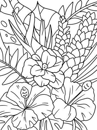 Hawaiian flower coloring pages stock illustrations cliparts and royalty free hawaiian flower coloring pages vectors