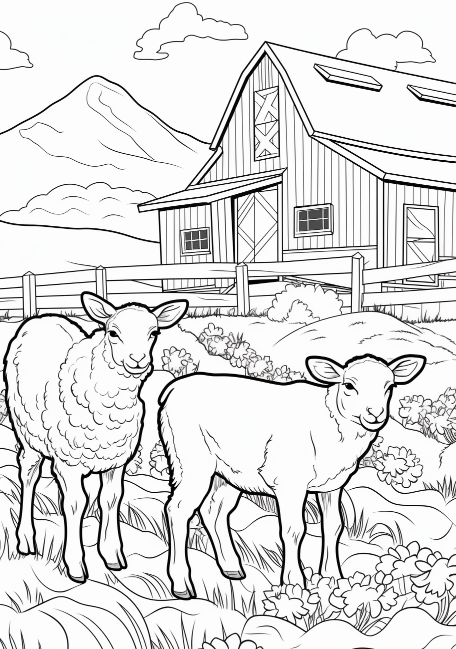 Farm animals hay bales and