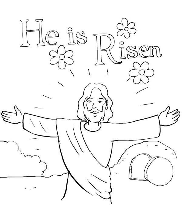 He is risen in jesus resurrection coloring page