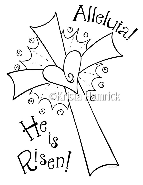 He is risen easter coloring pages for children instant download