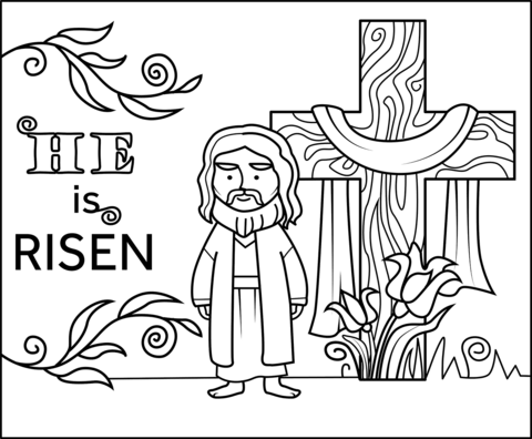 He is risen coloring page free printable coloring pages