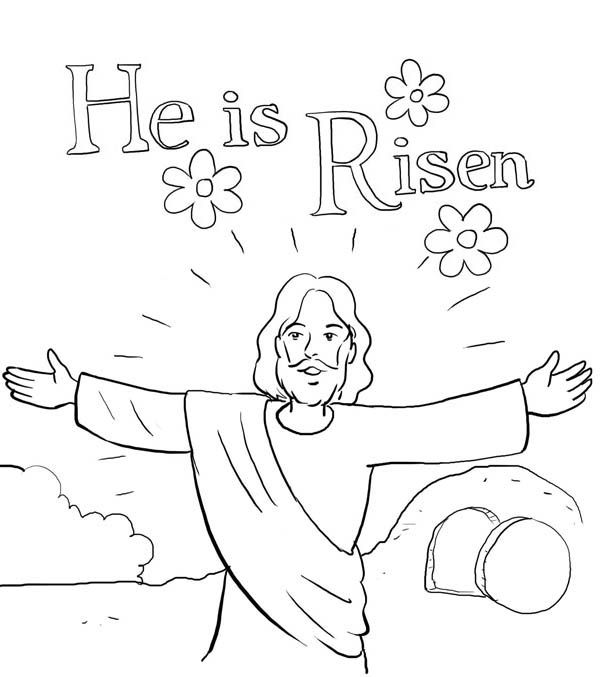 He is risen in jesus resurrection coloring page