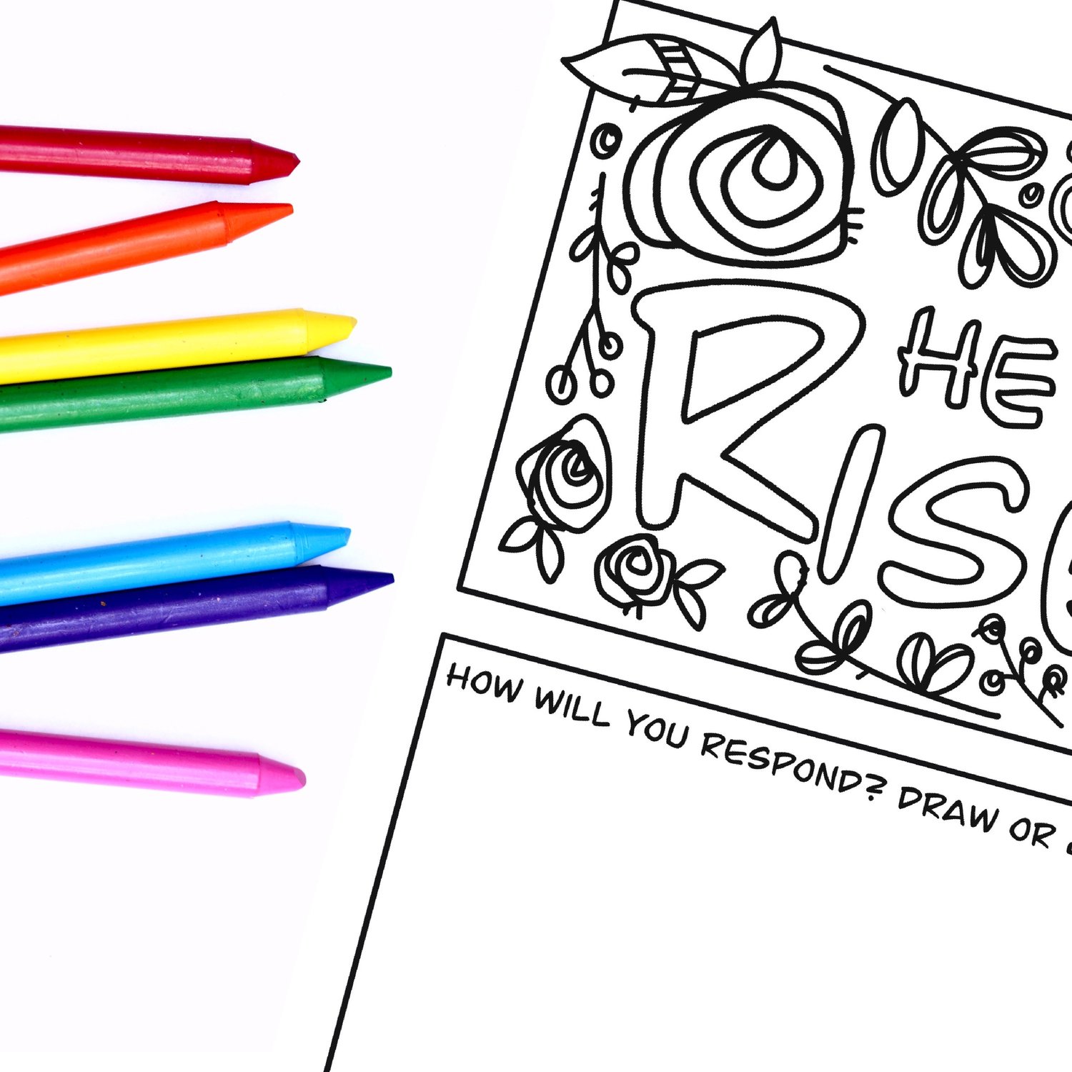 Hi is risen coloring page and worksheet for easter âcarrot top studio
