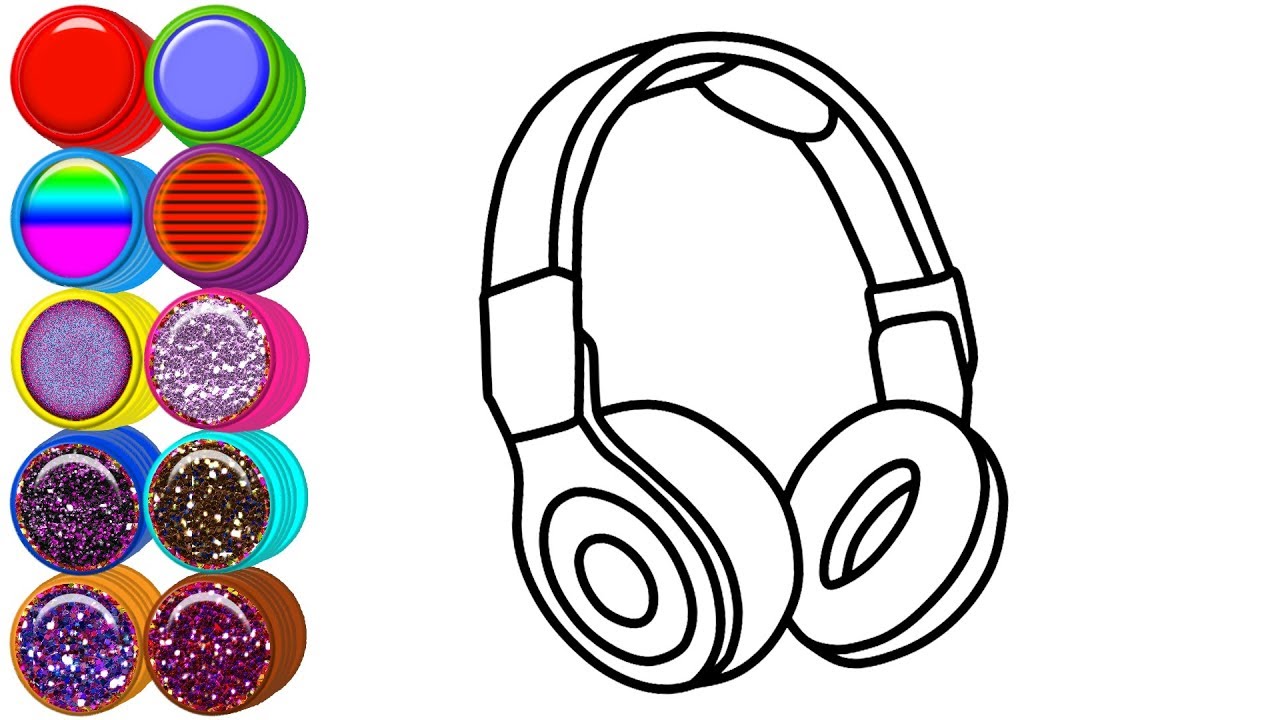 Headphone coloring and drawing coloring pages learn colors