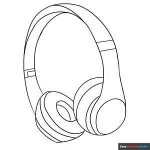 Headphones coloring page easy drawing guides