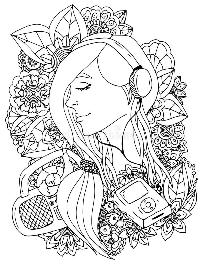 Headphones adult coloring stock illustrations â headphones adult coloring stock illustrations vectors clipart
