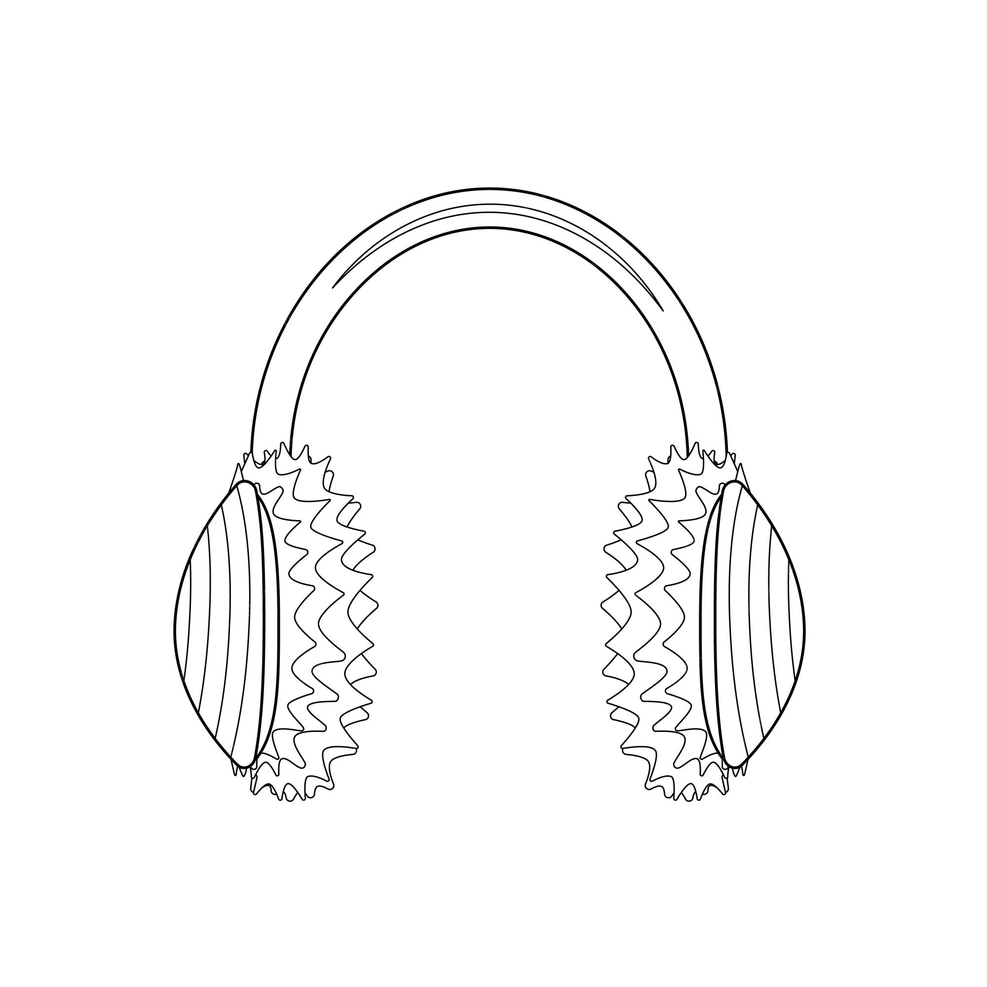 Premium vector earmuff coloring page black and white warm headphones vector